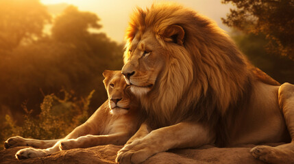 lion and lioness portrait