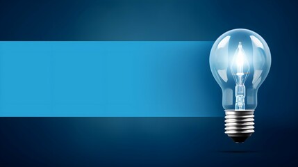 Lightbulb concept with blue background and copy space - 16:9 format