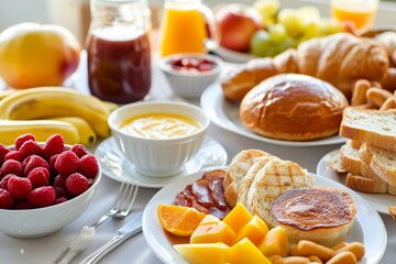 breakfast menu served in dining table professional advertising food photography