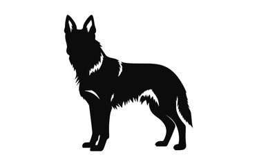 A German Shepherd Dog vector Silhouette isolated on a white background