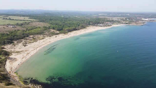 Aerial view of Black sea coast near Coral beach, Burgas Region, Bulgaria 