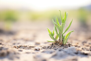 closeup of succulent plant surviving in arid soil