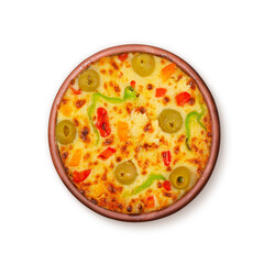 Egyptian Food, Pasta casserole with mozzarella On a white background