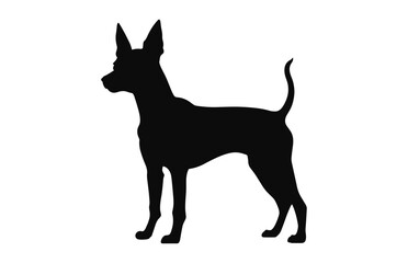 Portuguese Podengo Dog black Silhouette vector isolated on a white background