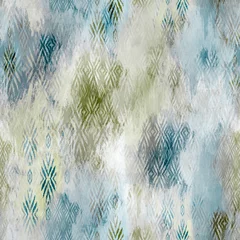 Behangcirkel Seamless colorful ethnic textured pattern with ikat ornament. seamless ornamental textured background © AndY_art