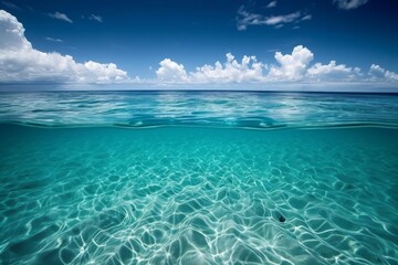 Obraz premium clear ocean water, half water half sky wallpaper artwork
