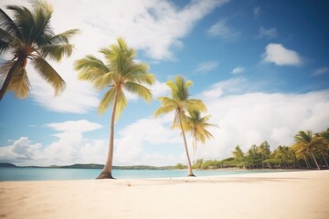 palm trees swaying on a serene tropical beach