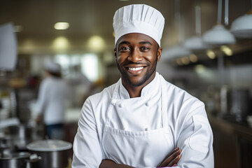 Young African American man in chef uniform - Powered by Adobe