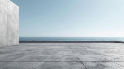 Empty concrete floor and gray wall. 