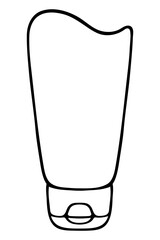 Cream in a tube. Sketch. Wave packaging design. Cosmetic product with a stable cap. Vector illustration. Doodle style. Isolated background. Coloring book for children. Idea for web design.