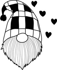 Cute Valentine Gnome Outline