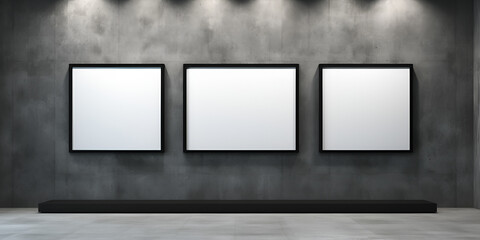 frames on wall, Dark room in the twilight with empty blank white poster in black frame standing on the floor Gloomy, 
