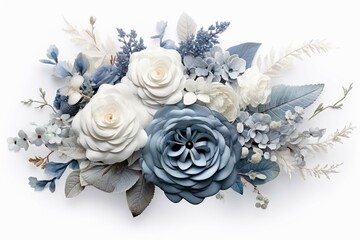 Obraz na płótnie Canvas Dusty Blue Roses, White Hydrangeas, and More - A Delicate Vector Bouquet for Weddings and Special Occasions photography
