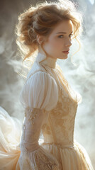 Medieval fashion. Victorian style clothes woman portrait	
