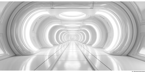 Obraz premium Spaceship corridor. Futuristic tunnel with light. Of Empty Sci Fi Futuristic Room