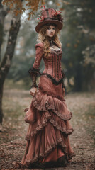 Obraz na płótnie Canvas woman victorian dress clothes