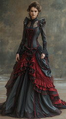 Fototapeta na wymiar woman victorian dress clothes