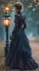 woman victorian dress. portrait of beautiful young woman