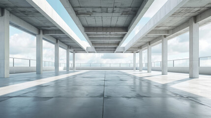 Empty concrete floor and gray wall. 