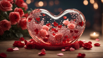 flower in love glass for valentine, married, celebration days