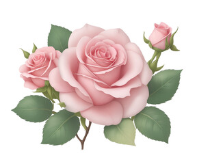 Naklejka premium pink rose isolated on white,flower clipart