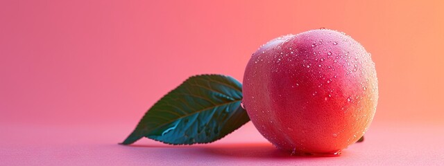 Fototapeta na wymiar Abstract minimalist peach fuzz pantone color fruit. Charming style, pink elements.