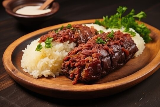 Typical Brazilian food: Tapioca with dried meat.