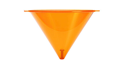Orange plastic funnel isolated on transparent or white background