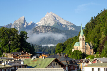Berchtesgaden, Watzmann, Christuskirche  - obrazy, fototapety, plakaty