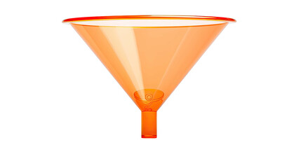 Orange plastic funnel isolated on transparent or white background