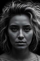 Fototapeta premium portrait of a woman black and white
