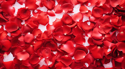 Rose petals background on white ground
