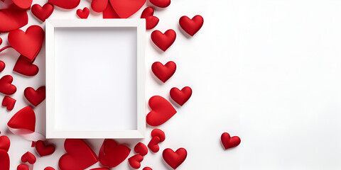 frame with hearts, Beautiful frame for text and foto flatly greeting card for valentine's day, 
