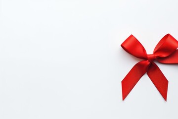Red ribbon on white background. Copy space
