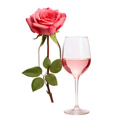 Rose with Stem Wine isolated on transparent background