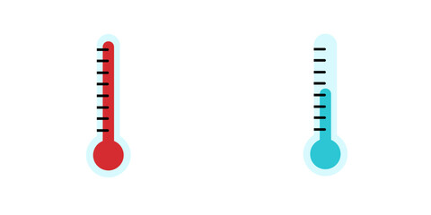 thermometer icon isolated on white and transparent background. temperature cold hot celsius measurement vector illustration. black, red and blue color icon no line