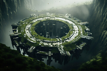 Naklejka premium space meets green. Generative Ai