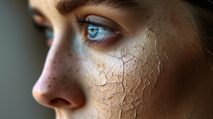 close up of a dry cracked skin face - 715447702