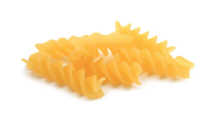 Raw fusilli pasta isolated on white. Italian cuisine