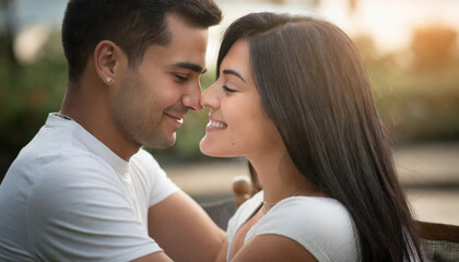 Fototapeta premium Affectionate Couple Enjoying a Romantic Summer Vacation Outdoors