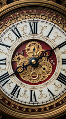 Detailed Close-Up of a Clock With Roman Numerals