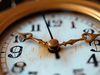 Close Up of Gold Clock Face Showing Precision and Elegance