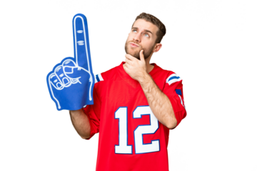 sports fan man over isolated chroma key background having doubts