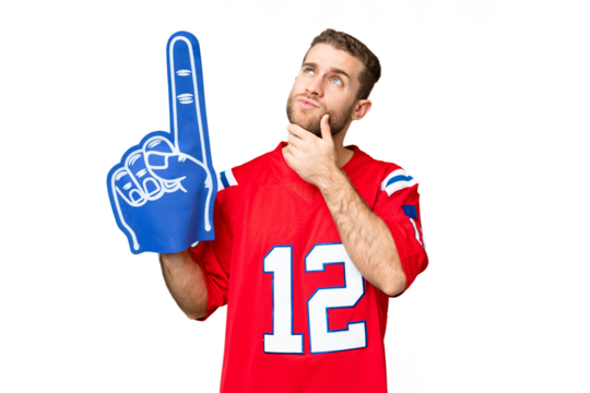 sports fan man over isolated chroma key background having doubts