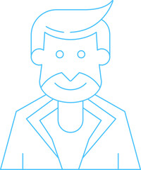 Beard Man Character Thin Line Icon
