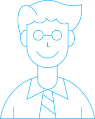 Office Worker Character Thin Line Icon
