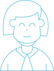 Girl Character Thin Line Icon
