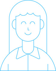 Girl Character Thin Line Icon
