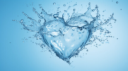 Blue water heart. Illustration on blue background