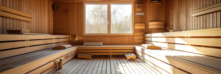 Wooden Room With Benches and Window, Simple and Rustic Interior Design